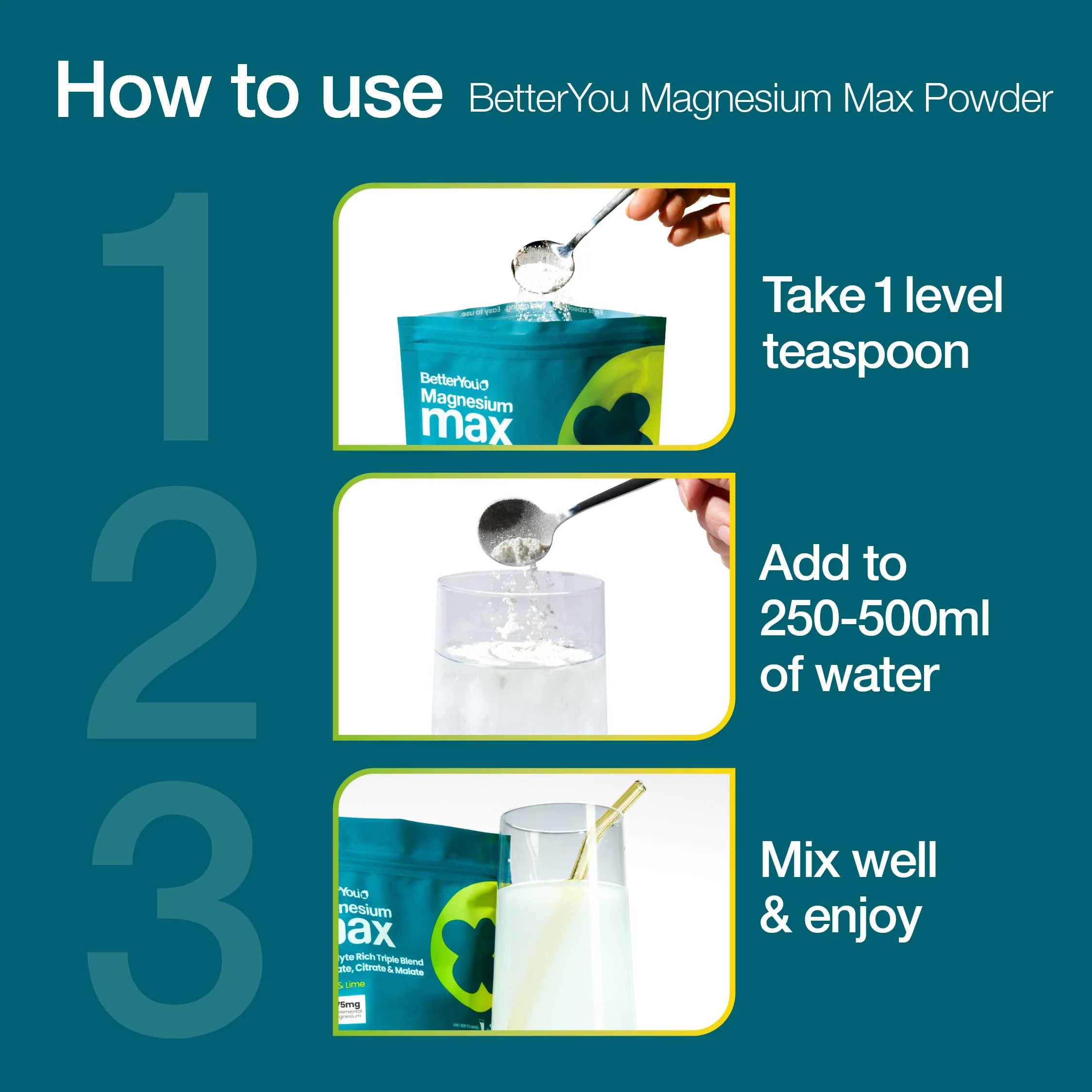 Magnesium Max 3-in-1 Powder - Lemon & Lime Flavour - Image 6